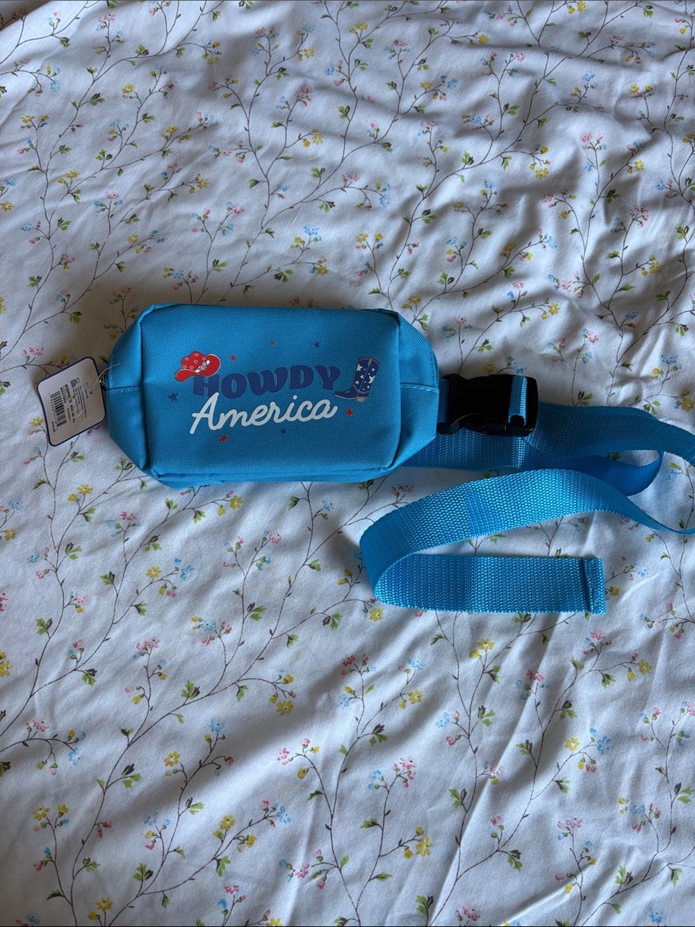 Howdy America Teal Blue Fanny Pack